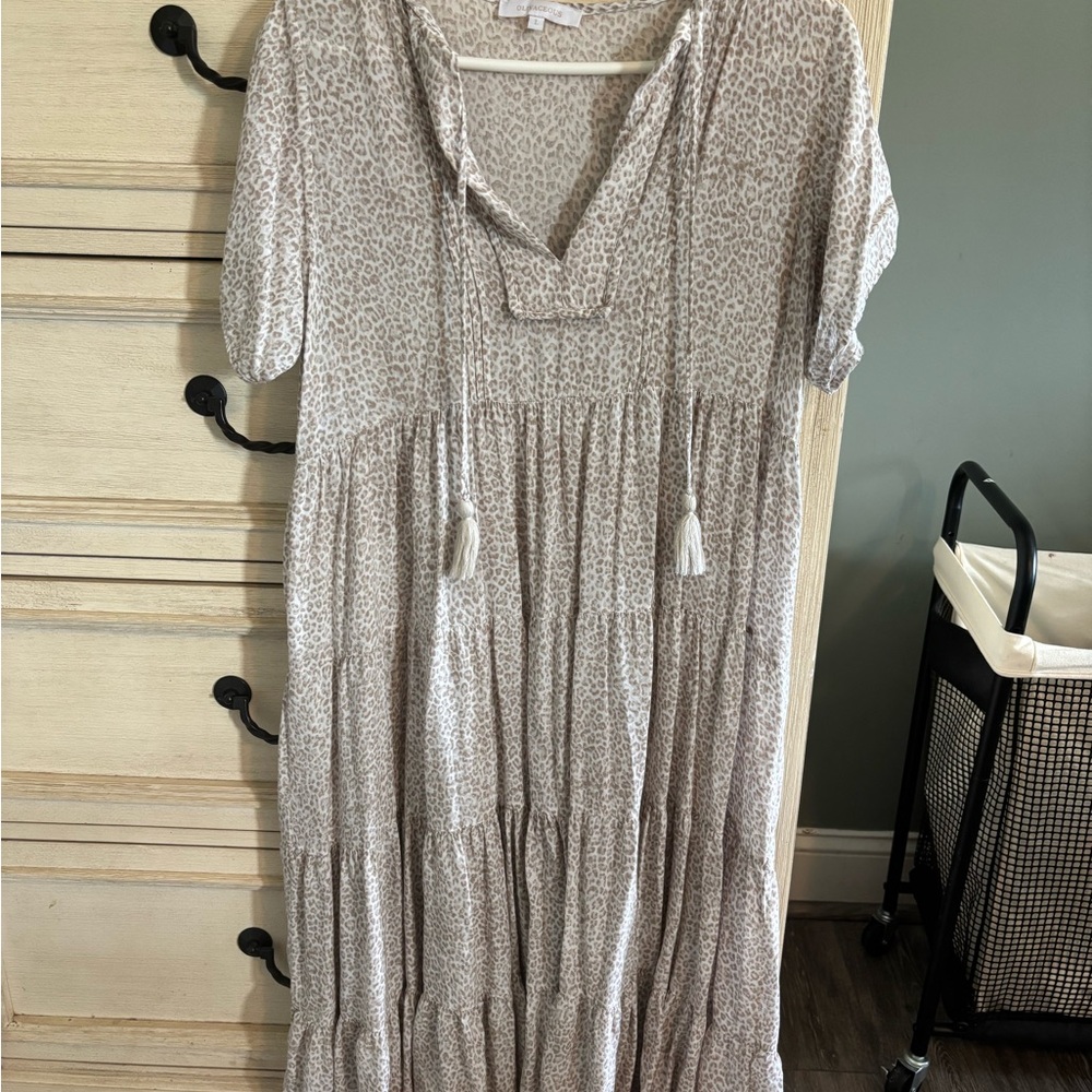 Olivaceous Cream Leopard Maxi Dress